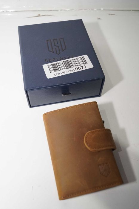 DODENSHA Portfel/ etui na karty męski skórzany RFID brązowy