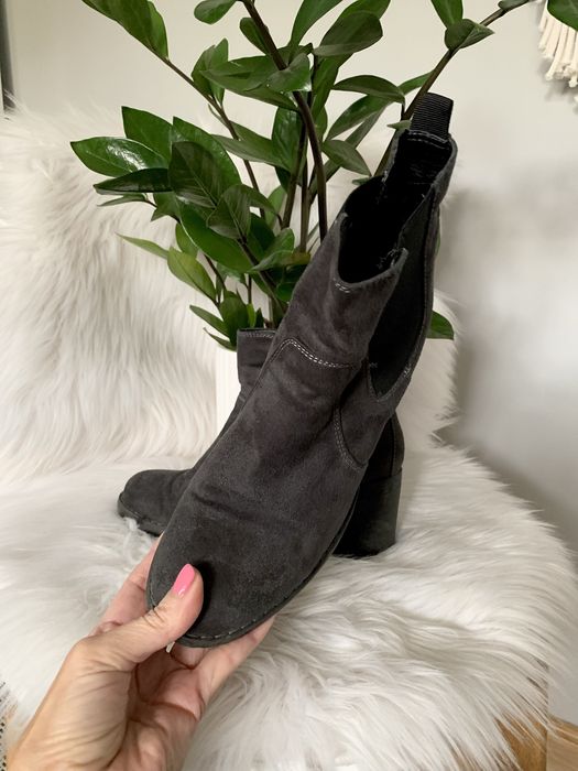 Graceland 38 grafitowe botki obcas słupek