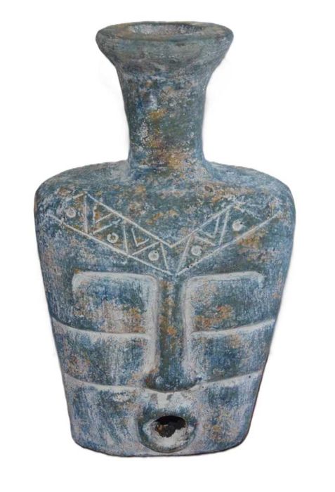 Jarra em terracota, com motivos Astecas, feita no México