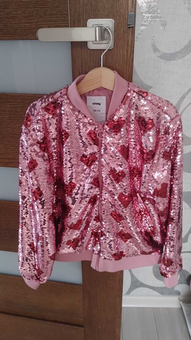 Bluza cekinowa r.128 różowa