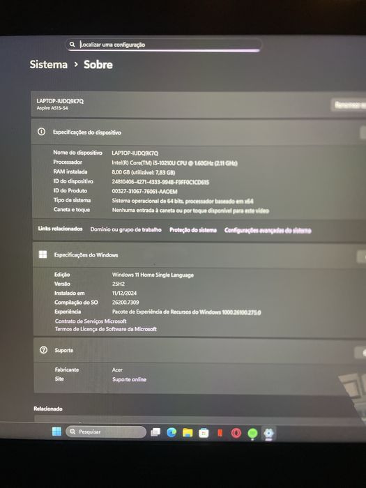 Notebook Acer Aspire 5 A515-54 – i5 | 8GB RAM | Windows 11