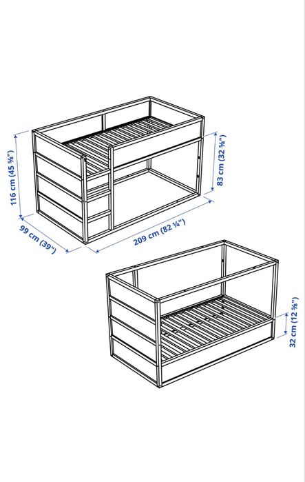 Łóżko IKEA KURA 2w1 (odwracane) + oryginalny baldachim, stan dobry