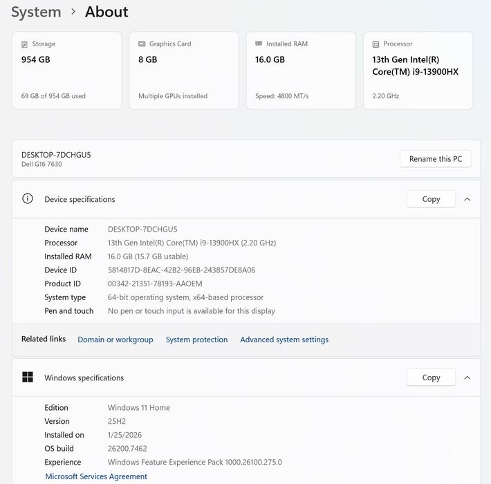 Новий ноутбук Dell G16 7630 i9 13900HX /16 Ram/ 1TB/ 4070/ QHD 240Hz