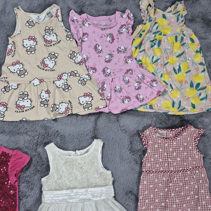 Paka ubran dla dziewczynki zestaw sukienki.92-98cm