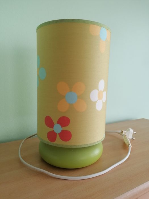 Abajur Criança Verde Flores Tecto