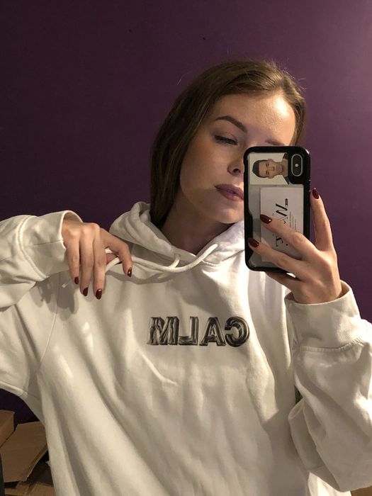 Biała bluza z kapturem Calm | H&M