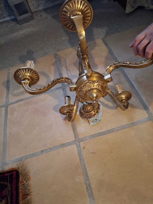 candeeiro 5 braços em bronze