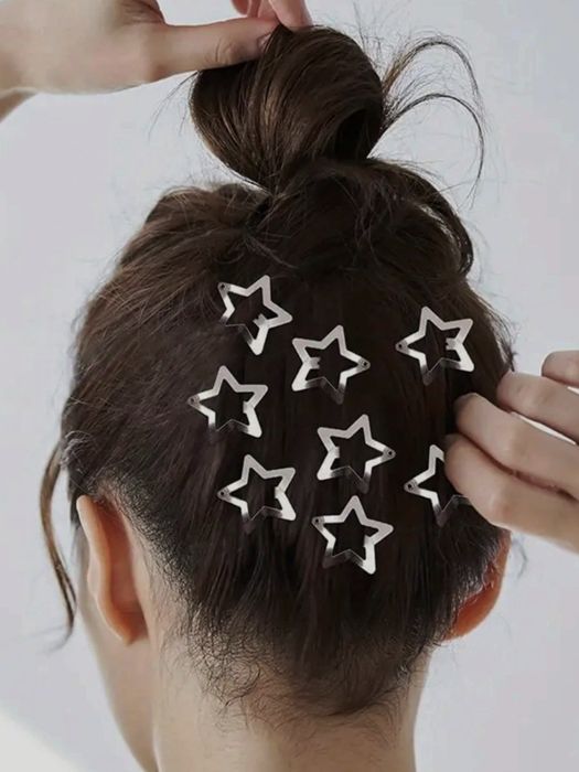 NOWE 10 sztuk Spinki Gwiazdy Gwiazdki srebrne do włosów 3 cm