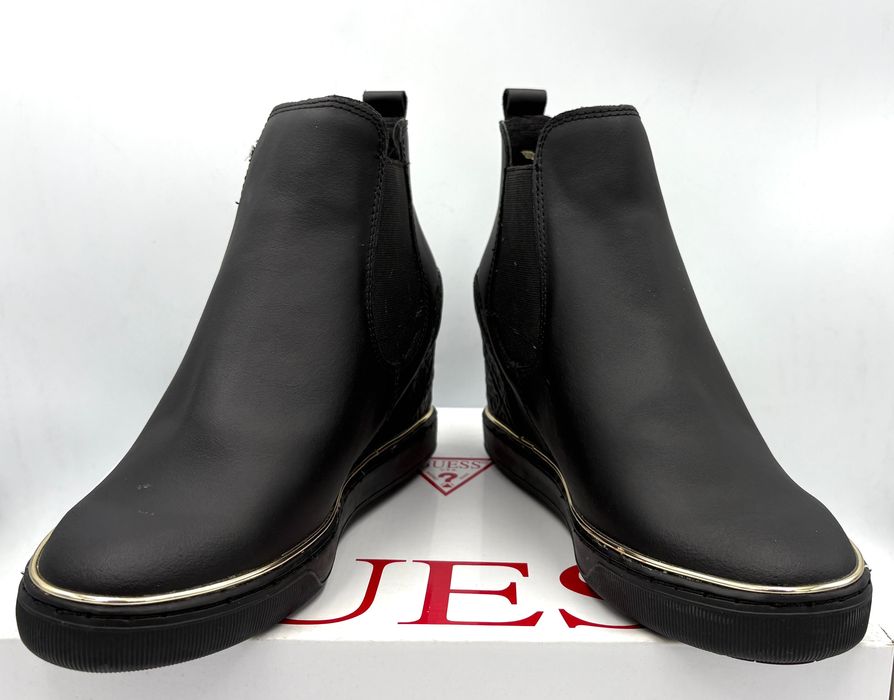 ‼️Nowe oryginalne botki GUESS Freda czarne 38 AZ087 skóra koturna 10cm