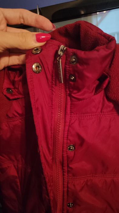 Kurtka 38/40 bordowa jesienna z kapturem