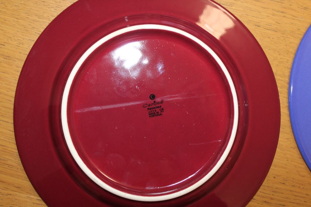 Talerz 21cm niebieski bordowy