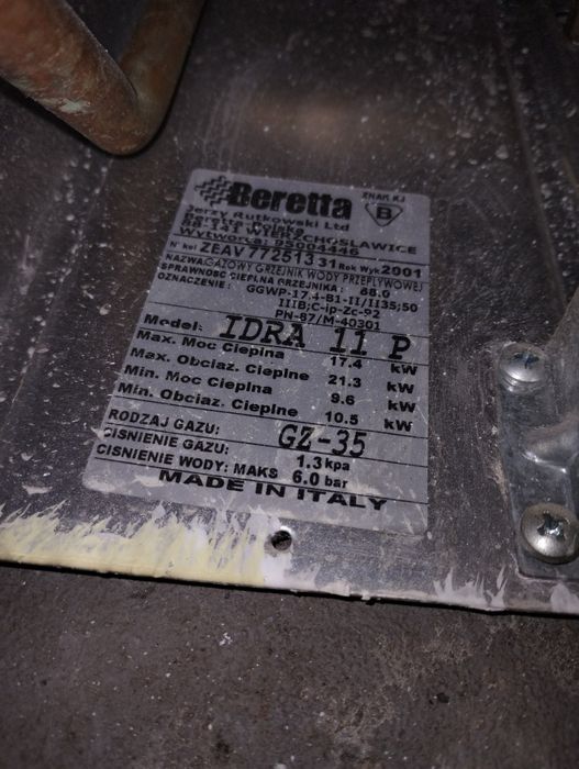 Podgrzewacz piec gazowy wody BERETTA IDRA 11 P