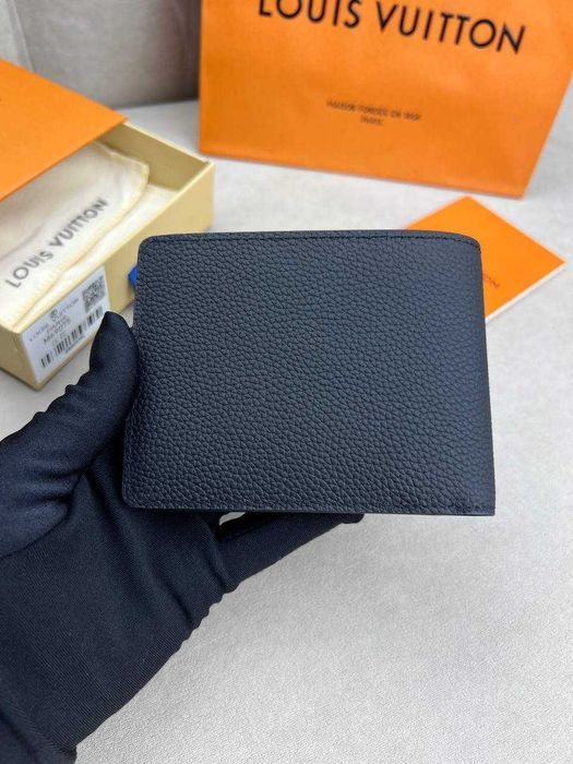 Кожаный черный бумажник Louis Vuitton кошелек Луи Виттон k423