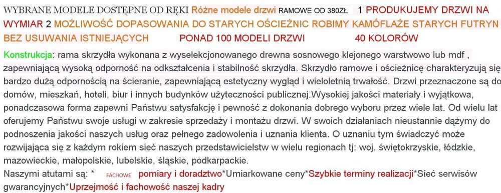 Kamuflaż starych ościeżnic DRZWI wewnętrzne DRZWI niestandardowe
