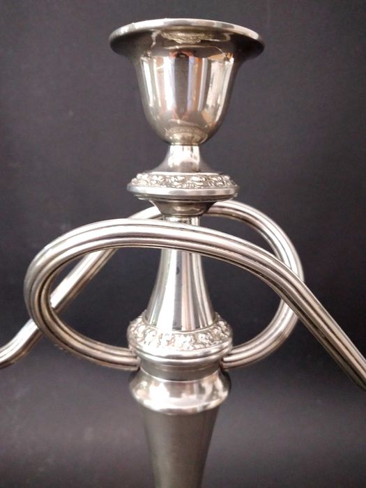 Świecznik plater 3-ramienny angielski sygnowany