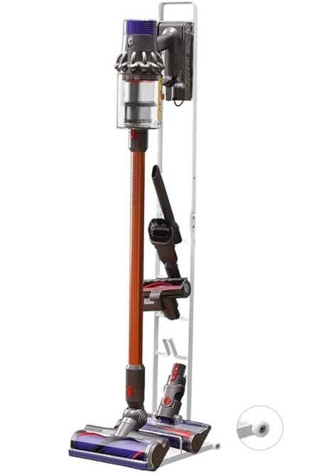 Metalowy stojak na odkurzacz Dyson kolor biały, na kółkach