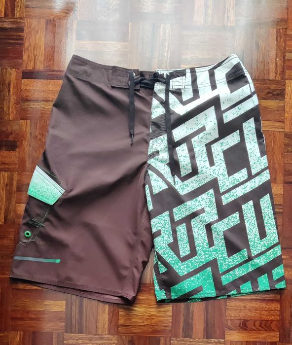 Calção de Banho Rip Curl tamanho 30 castanho / verde / branco novo