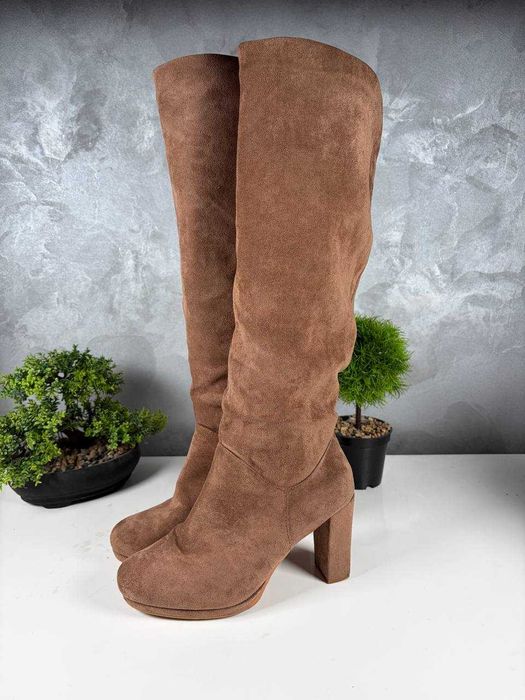 Buty kozaki wysokie brązowe beżowe About You r 39 eu