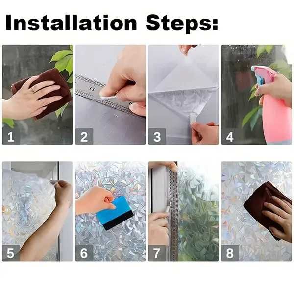 Película decorativa para janelas com efeito arco-íris (200 x 45 cm)