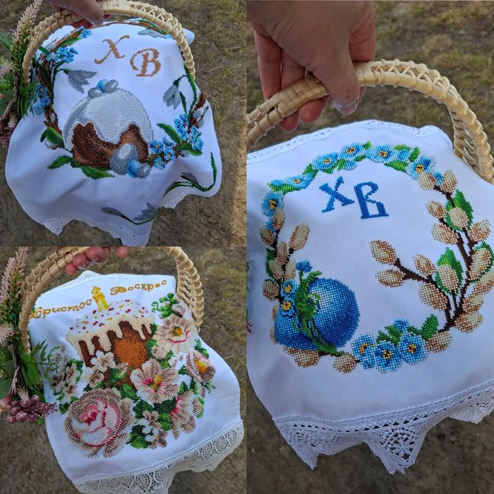 Великодні рушники.Вишиті бісером