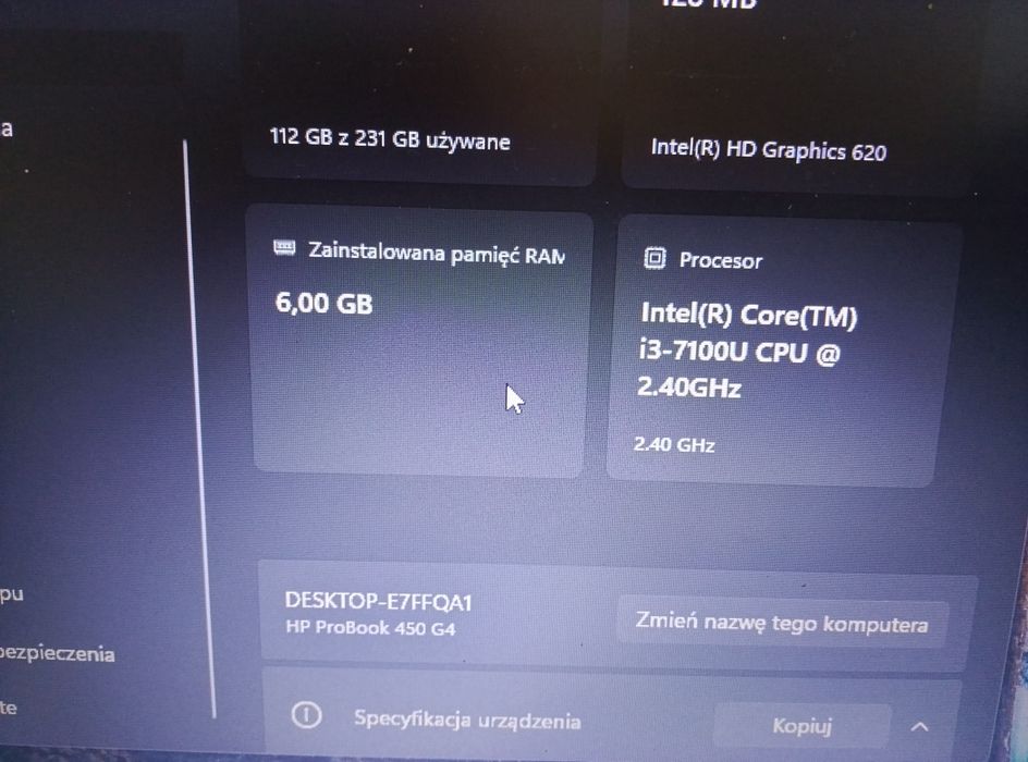 HP Probook 450 G4 6/128 GB nie wysylam