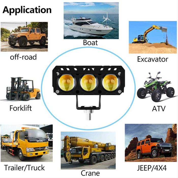 Светодиодная линзованая Led фара|противотуманки|ПТФ|ДХО