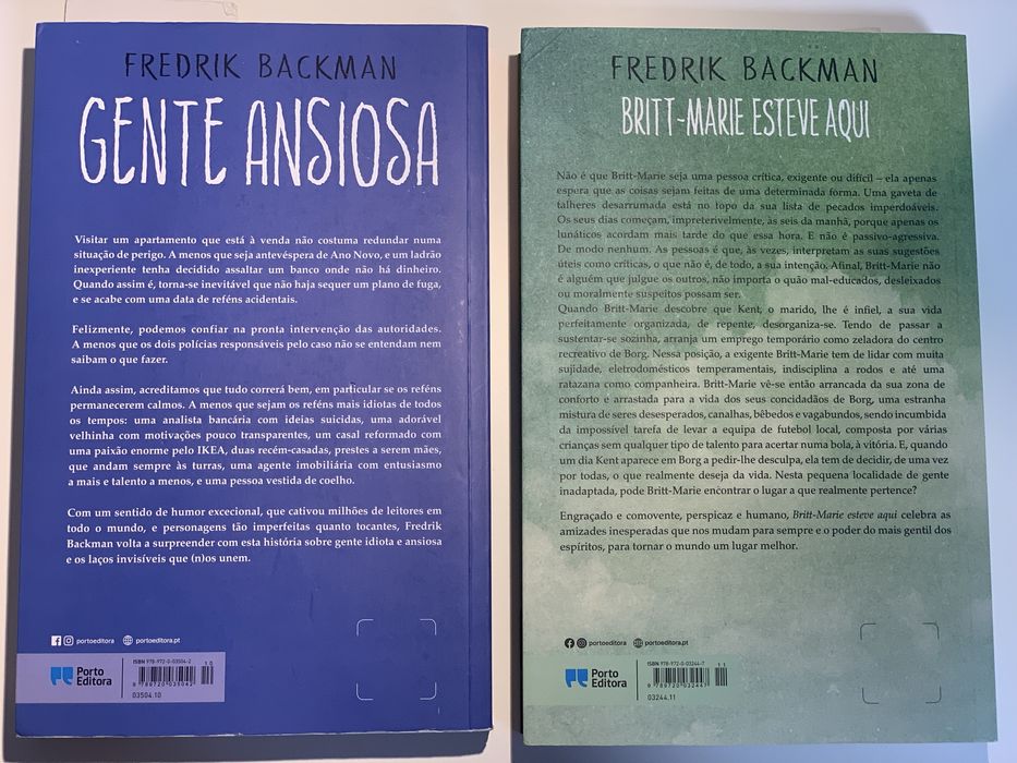 Livros Fredrik Backman - 12€ cada