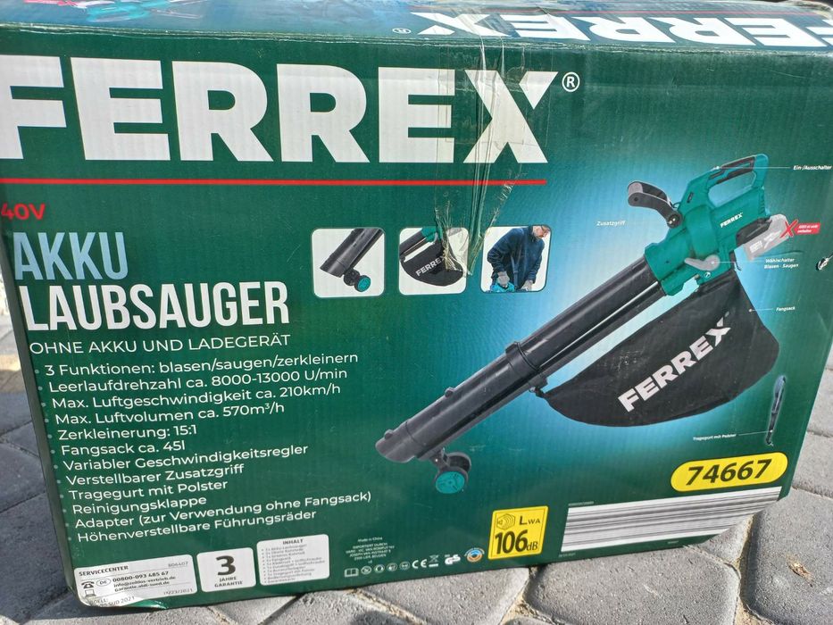 Потужна аккумуляторна дуйка ferrex 40v садовий пилосос дуйка