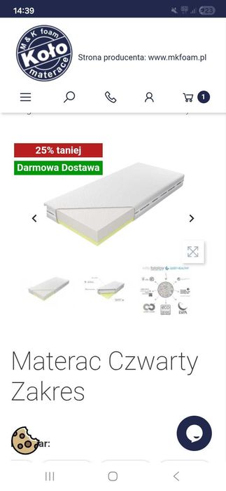 Materac CZWARTY ZAKRES KOŁO lateks 160x200