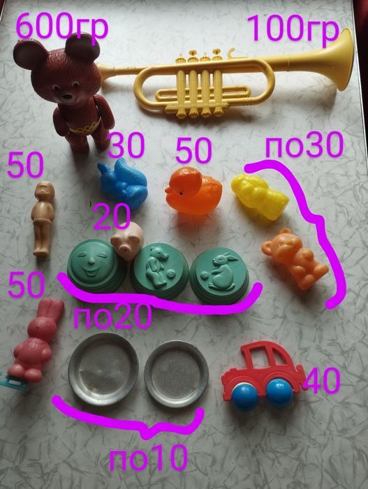 Игрушки кроватка дедушка бабушка птичка Олимпийский Мишка СССР