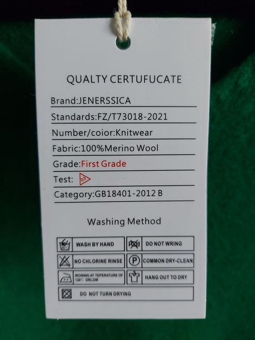 Zielony sweter 100% Merino Wool V-neck wełna merino