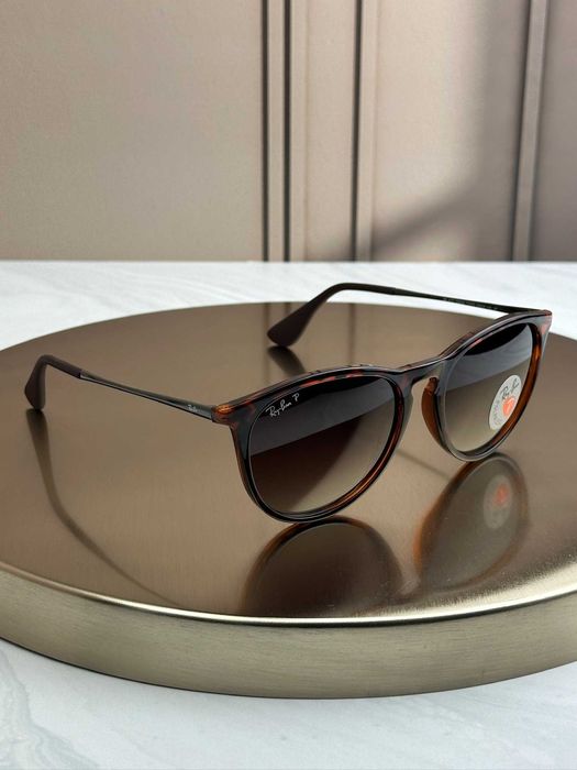 Сонцезахисні окуляри Ray-Ban Erika RB4171 гавана, коричнева градієнтна лінза, поляризовані, круглі, жіночі, оригінал