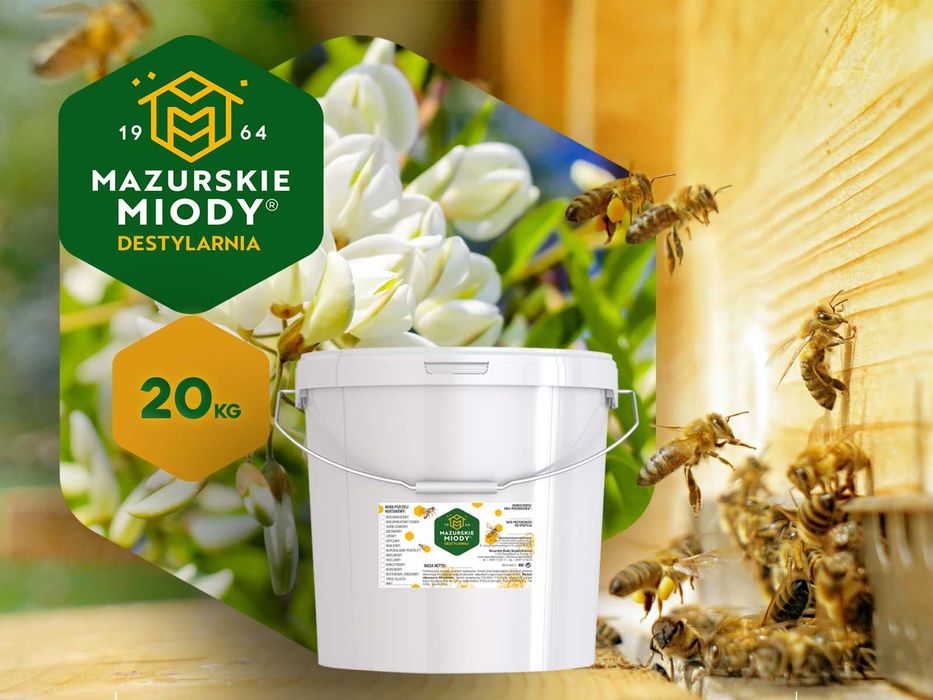 MIÓD AKACJOWY w wiadrach 20 kg | Hurt.MazurskieMiody.pl