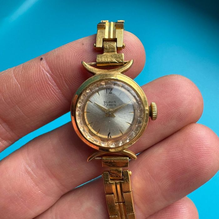 Zegarek Slava Pozłacany 17 Jewels Damski Vintage lata 70 te