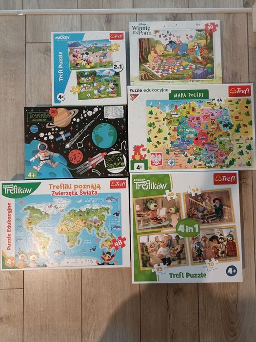 Zestaw sześciu puzzli dla wieku 4+