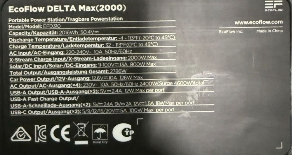 EcoFlow Delta Max 2000   2016wh