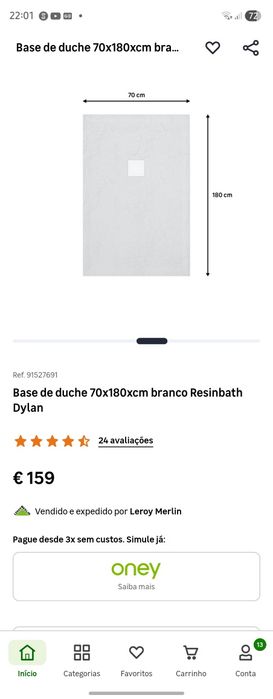 Base duche Dylan 180x70cm