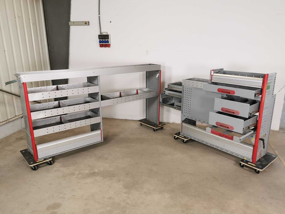 Regały szafki półki do busa zabudowa serwisowa warsztatowa ZESTAW BOTT