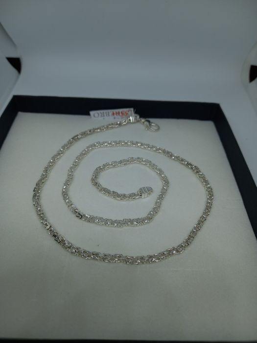 Srebrny łańcuszek splot królewski,  próba 925, długość 55 cm