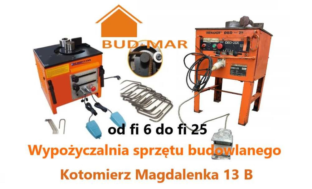 Wynajem Giętarka do prętów elektryczna 230 v od fi 6 do fi 25