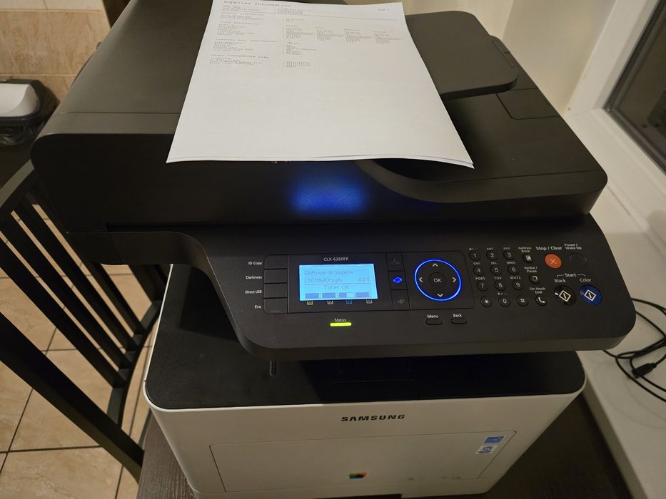 Drukarka wielofunkcyjna samsung clx-6260fr oryg tonery, jak nowa