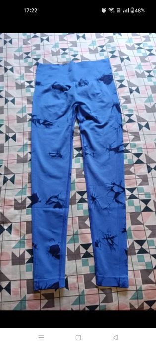 Legginsy push up modelujące sylwetkę wysoki stan XS S 34 36 niebieskie