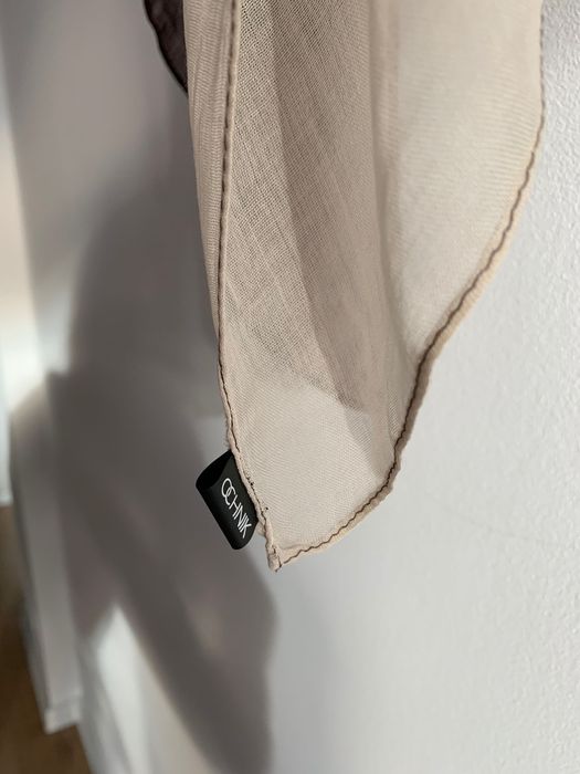 Chusta bezowa szalik brazowa Ochnik