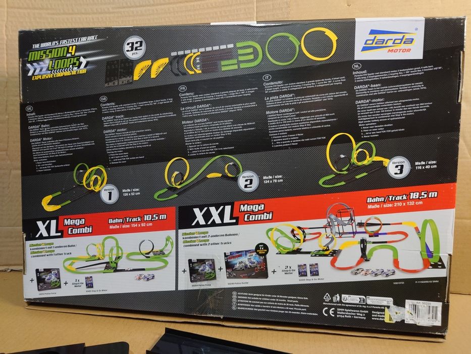 Tor wyścigowy samochodowy 4 Pętle Elastyczny 3 tory 6,90m XXL Darda