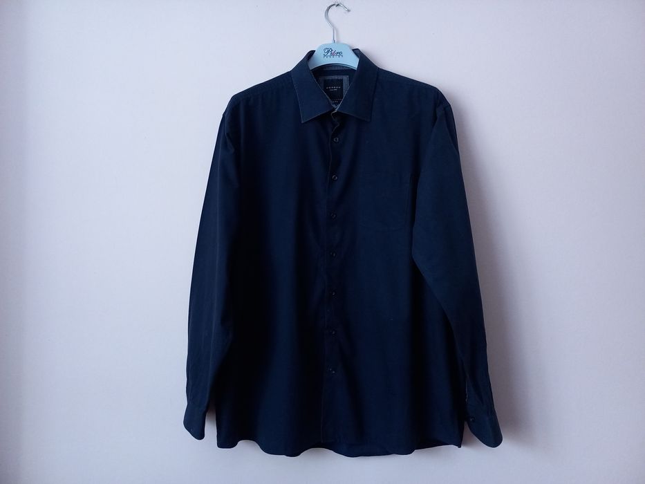 Elegancka granatowa koszula męska | r. 3XL (45/46) | 100% bawełna