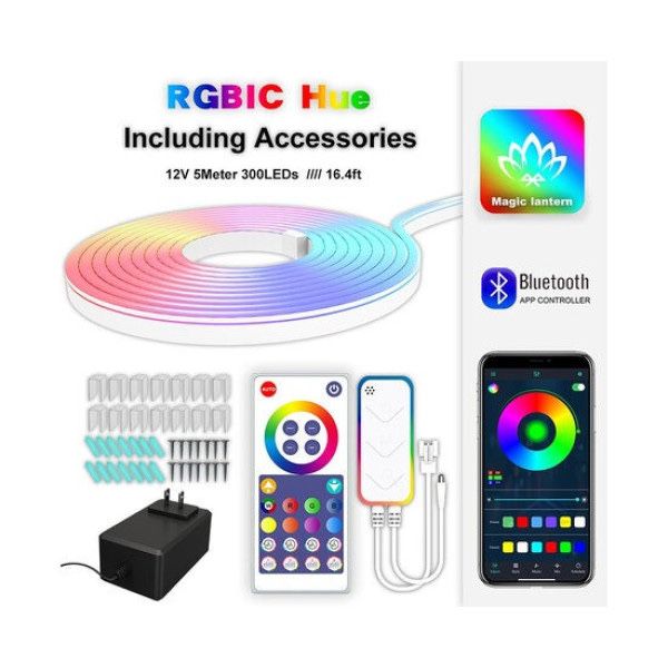 Умна гнучка LED Neon RGB лента 2м • Керування з телефону та пульта