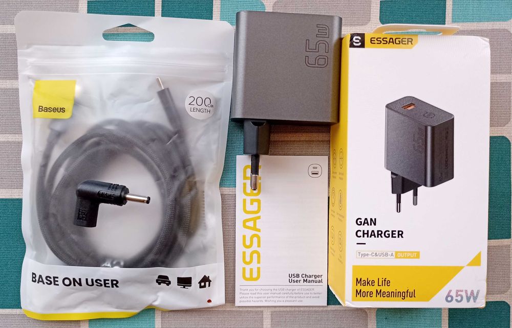 Зарядний пристрій 65w Essager Baseus PD trigger 20v 4.0х1.35 мм