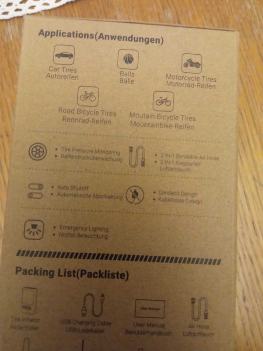 Przenośny kompresor akumulatorowy pompka rowerowa samochodowa