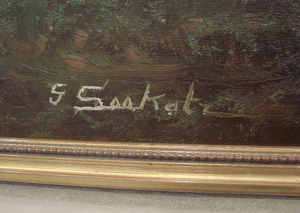 Wioska przy Rzece - Piękny Obraz na Płótnie - 135 x 75 cm G. Seekatz
