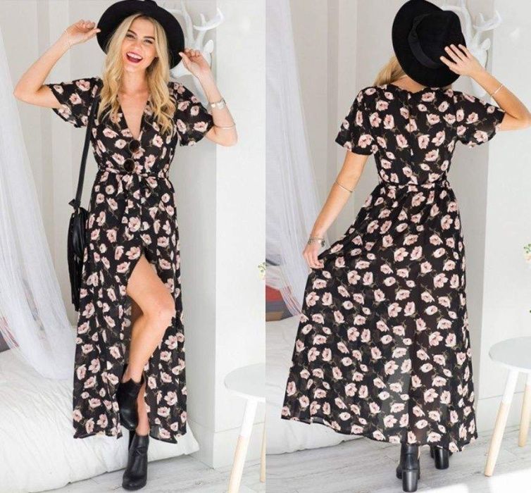 Vestido Azul Com Flores - Leve - Senhora - Tam. 38/40 - NOVO